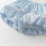Dave&Bella Summer Toddler Girls Cute Blue White Plaid Breathable Waist Shorts