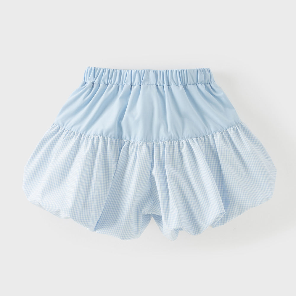 Dave&Bella Summer Toddler Girls Cute Blue White Plaid Breathable Waist Shorts