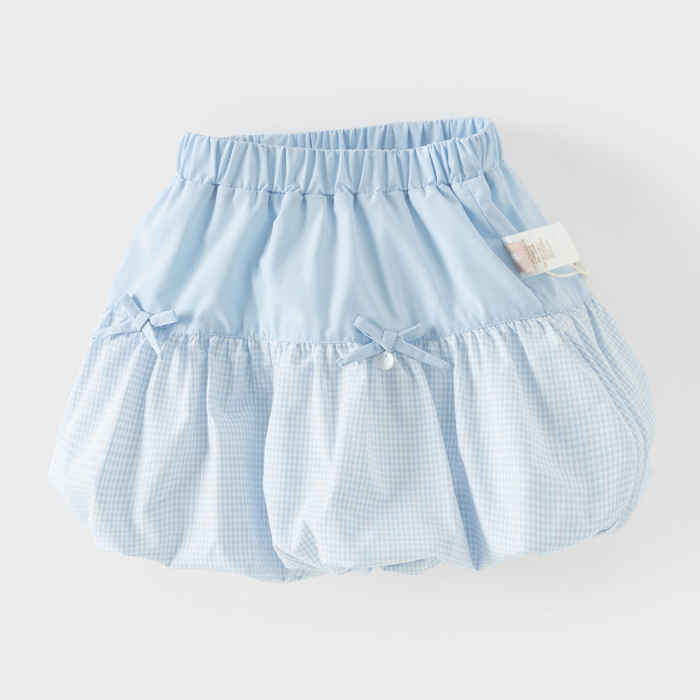 Dave&Bella Summer Toddler Girls Cute Blue White Plaid Breathable Waist Shorts