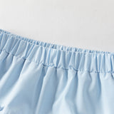 Dave&Bella Summer Toddler Girls Cute Blue White Plaid Breathable Waist Shorts
