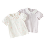 Dave&Bella Summer Toddler Girls Purple/White Doll Collar Breathable Cotton T-shirts