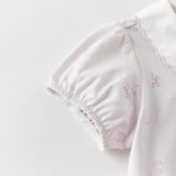 Dave&Bella Summer Toddler Girls Purple/White Doll Collar Breathable Cotton T-shirts