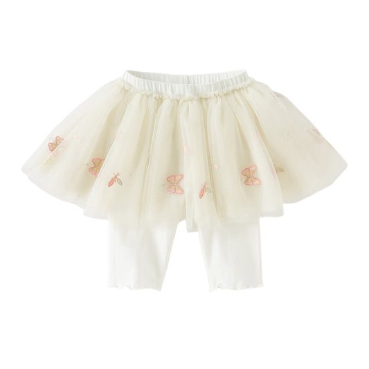 Dave&Bella Toddler Girls Summer Cute Beige Mesh Skirt-style Pants