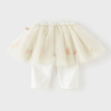 Dave&Bella Toddler Girls Summer Cute Beige Mesh Skirt-style Pants