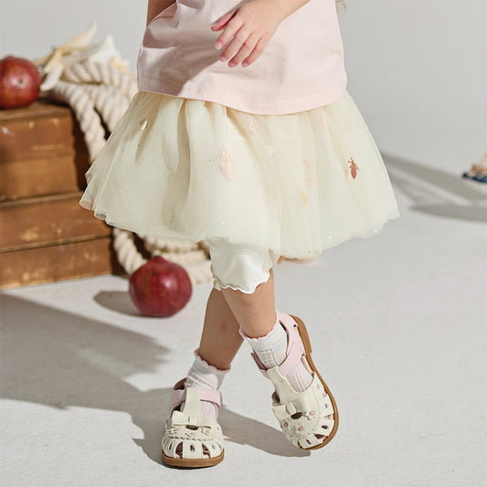 Dave&Bella Toddler Girls Summer Cute Beige Mesh Skirt-style Pants