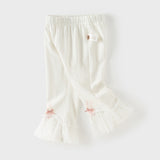 Dave&Bella Toddler Girls Summer Grey Pink/Beige Comfortable Stretchable Casual Pants