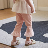 Dave&Bella Toddler Girls Summer Grey Pink/Beige Comfortable Stretchable Casual Pants