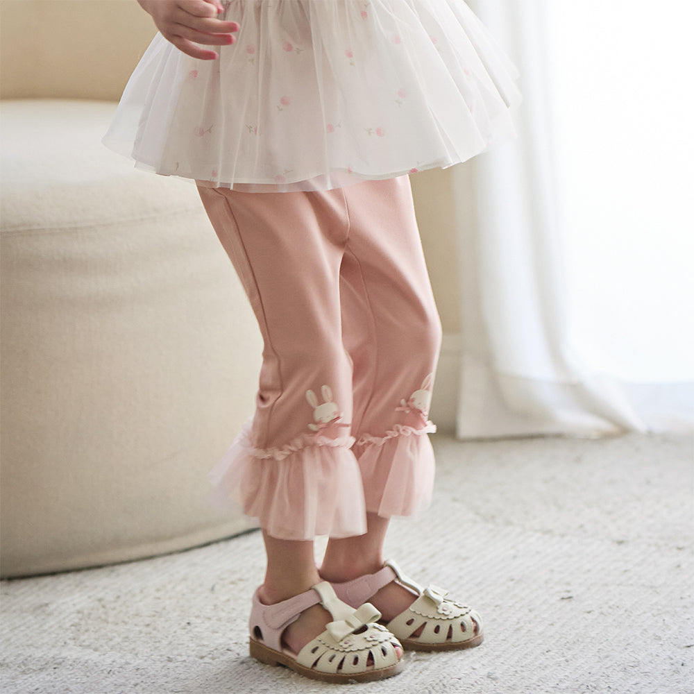 Dave&Bella Toddler Girls Summer Grey Pink/Beige Comfortable Stretchable Casual Pants