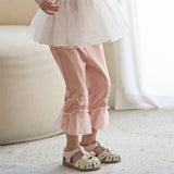 Dave&Bella Toddler Girls Summer Grey Pink/Beige Comfortable Stretchable Casual Pants