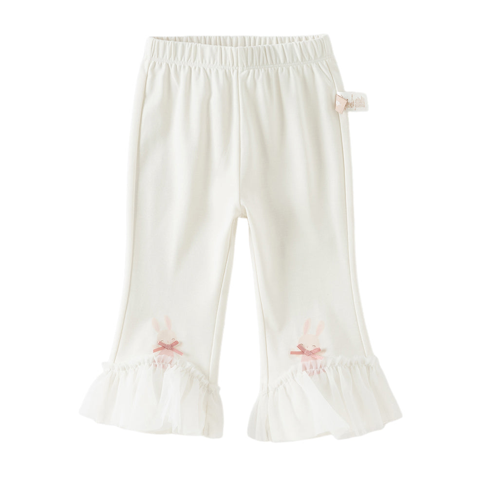 Dave&Bella Toddler Girls Summer Grey Pink/Beige Comfortable Stretchable Casual Pants