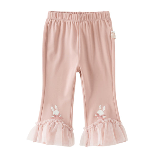 Dave&Bella Toddler Girls Summer Grey Pink/Beige Comfortable Stretchable Casual Pants