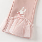 Dave&Bella Toddler Girls Summer Grey Pink/Beige Comfortable Stretchable Casual Pants