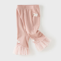 Dave&Bella Toddler Girls Summer Grey Pink/Beige Comfortable Stretchable Casual Pants