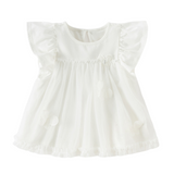 Dave&Bella Summer Toddler Girls Elegant Beige Flutter Sleeve Mesh Dress-style T-shirts