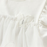 Dave&Bella Summer Toddler Girls Elegant Beige Flutter Sleeve Mesh Dress-style T-shirts