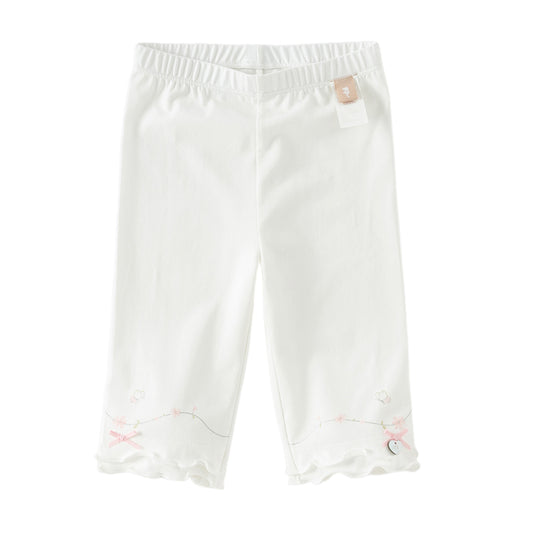 Dave&Bella Toddler Girls Summer Beige/Light Grey Comfortable Slim Versatile Pants