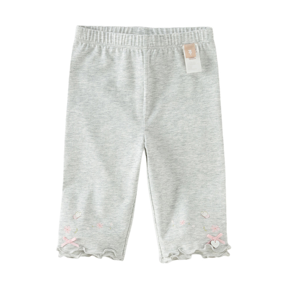 Dave&Bella Toddler Girls Summer Beige/Light Grey Comfortable Slim Versatile Leggings