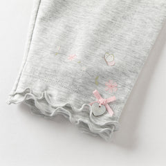 Dave&Bella Toddler Girls Summer Beige/Light Grey Comfortable Slim Versatile Pants