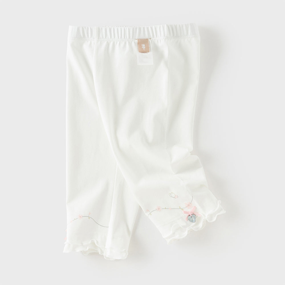 Dave&Bella Toddler Girls Summer Beige/Light Grey Comfortable Slim Versatile Leggings