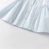 Dave&Bella Toddler Girls Summer Stylish Blue White Striped Lightweight Dress-style Shirts