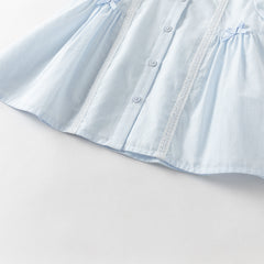 Dave&Bella Toddler Girls Summer Stylish Blue White Striped Lightweight Dress-style Shirts