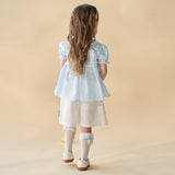 Dave&Bella Toddler Girls Summer Stylish Blue White Striped Lightweight Dress-style Shirts