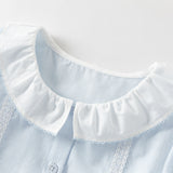 Dave&Bella Toddler Girls Summer Stylish Blue White Striped Lightweight Dress-style Shirts