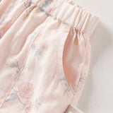 Dave&Bella Summer Toddler Girls Heart Print/Flower Print Straight-leg Casual Pants