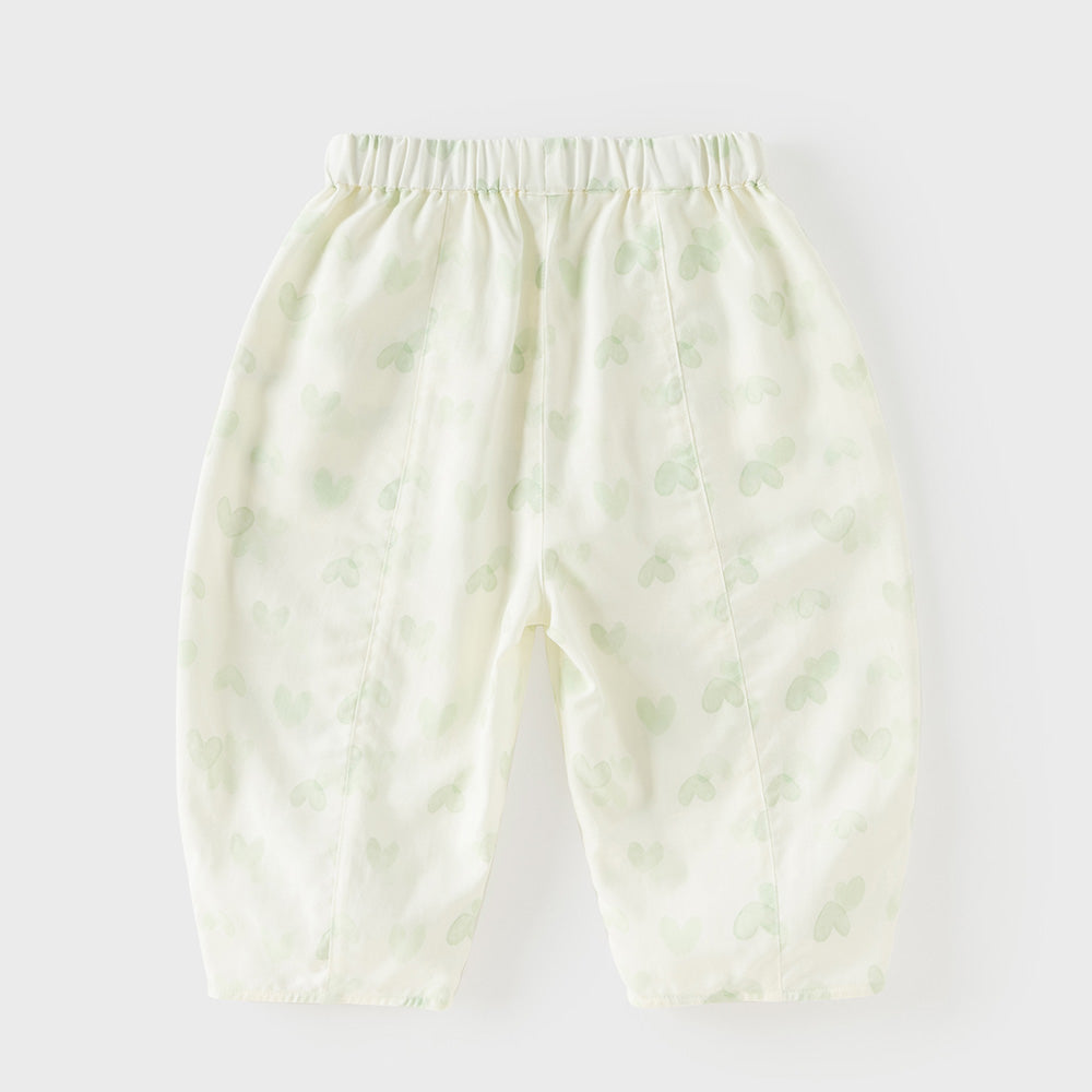 Dave&Bella Summer Toddler Girls Heart Print/Flower Print Straight-leg Casual Pants