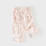Dave&Bella Summer Toddler Girls Heart Print/Flower Print Straight-leg Casual Pants