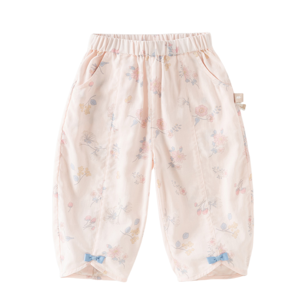 Dave&Bella Summer Toddler Girls Heart Print/Flower Print Straight-leg Casual Pants