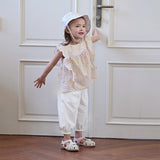 Dave&Bella Summer Toddler Girls Fashion Floral Sleeveless Breathable Top Pant Suits