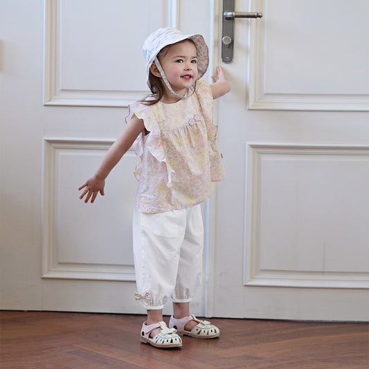 Dave&Bella Summer Toddler Girls Fashion Floral Sleeveless Breathable Top Pant Suits