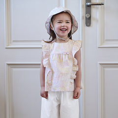 Dave&Bella Summer Toddler Girls Fashion Floral Sleeveless Breathable Top Pant Suits