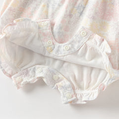 Dave&Bella Baby Girls Summer Adorable Floral Print Comfortable Indoor Rompers