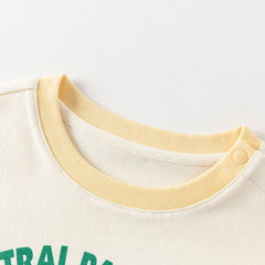Dave&Bella Summer Toddler Boys Beige Short Sleeve Cotton Comfortable T-shirts
