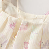 Dave&Bella Summer Toddler Girls Butterfly Print Stylish Square Collar Top Shorts Sets