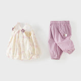 Dave&Bella Summer Toddler Girls Butterfly Print Stylish Square Collar Top Shorts Sets