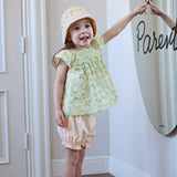 Dave&Bella Toddler Girls Summer Green Floral Sleeveless Cotton Top Shorts Outfit Sets