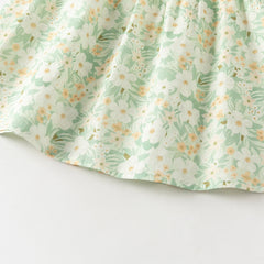 Dave&Bella Toddler Girls Summer Green Floral Sleeveless Cotton Top Shorts Outfit Sets