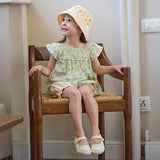 Dave&Bella Toddler Girls Summer Green Floral Sleeveless Cotton Top Shorts Outfit Sets