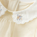 Dave&Bella Summer Toddler Girls Apricot Bubble Sleeve Comfortable Mesh A-line T-shirts