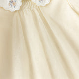 Dave&Bella Summer Toddler Girls Apricot Bubble Sleeve Comfortable Mesh A-line T-shirts