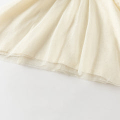 Dave&Bella Summer Toddler Girls Apricot Bubble Sleeve Comfortable Mesh A-line T-shirts