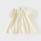 Dave&Bella Summer Toddler Girls Apricot Bubble Sleeve Comfortable Mesh A-line T-shirts