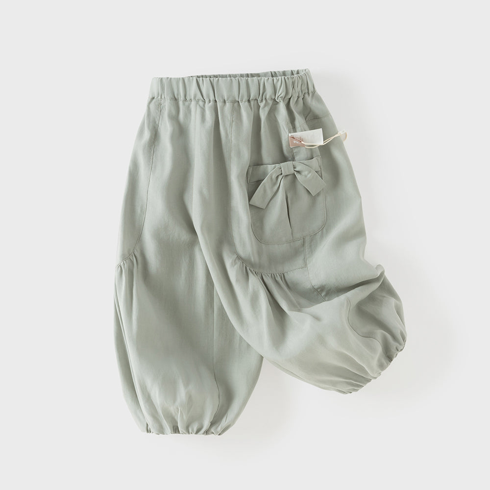 Dave&Bella Summer Toddler Girls Grey Green Comfortable Loose Jogger Pants