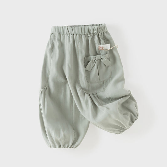 Dave&Bella Summer Toddler Girls Grey Green Comfortable Loose Jogger Pants