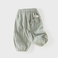 Dave&Bella Summer Toddler Girls Grey Green Comfortable Loose Jogger Pants