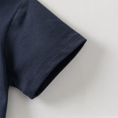 Dave&Bella Kids Boys Summer Navy Blue College-style Soft Short Sleeve Polos