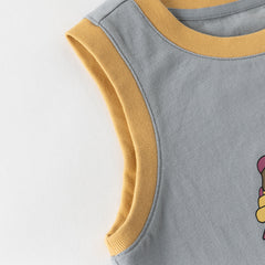 Dave&Bella Summer Toddler Boys Sleeveless Car Print Casual Comfortable Tank Tops